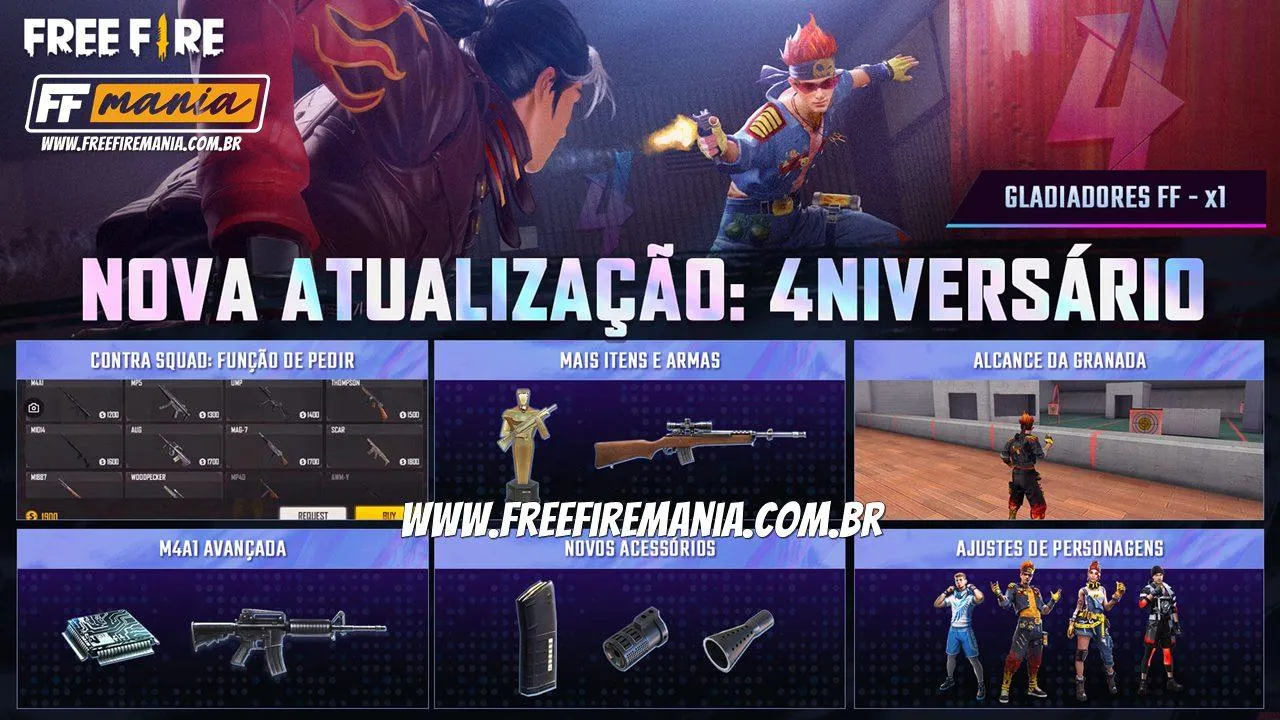 Atualização Free Fire Agosto 2021: notas da nova atualização do 4º aniversário, saiba tudo que vai mudar