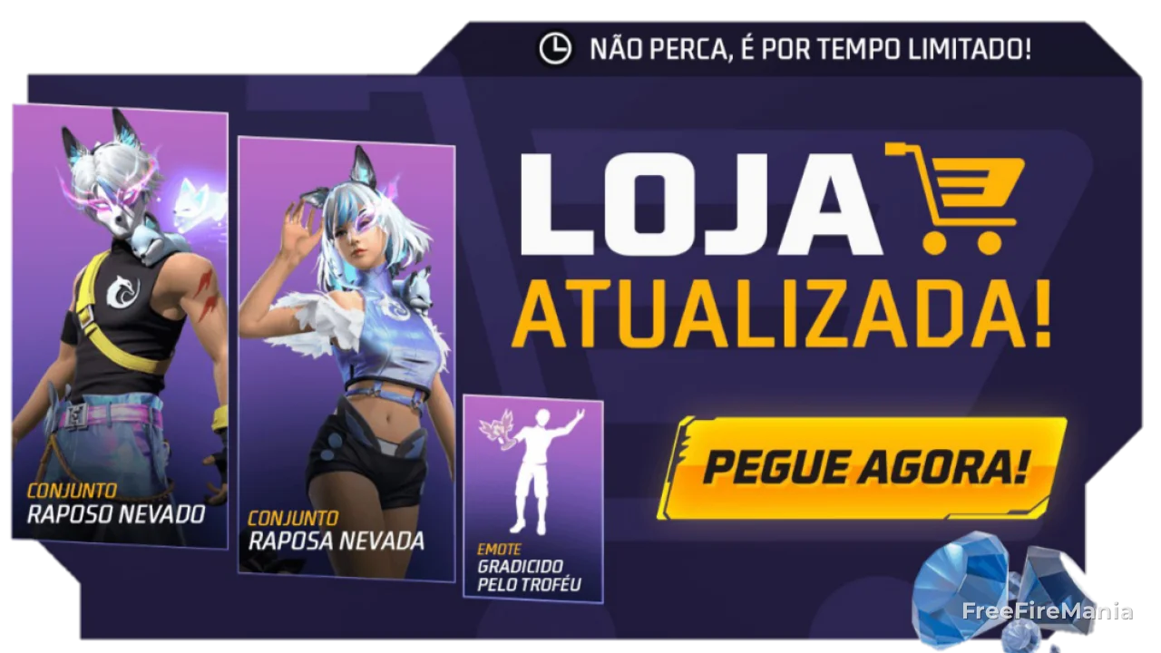 Atualização na Loja do Free Fire traz conjuntos e emote por tempo limitado!