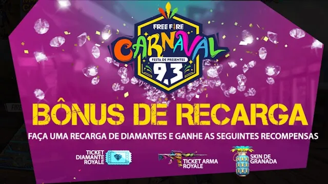 Bônus de Recarga para o Carnaval 2019 no Free Fire