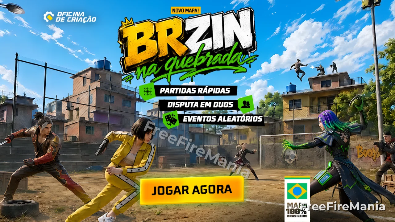 Free Fire lança modo BRzin na Quebrada com mapa de várzea