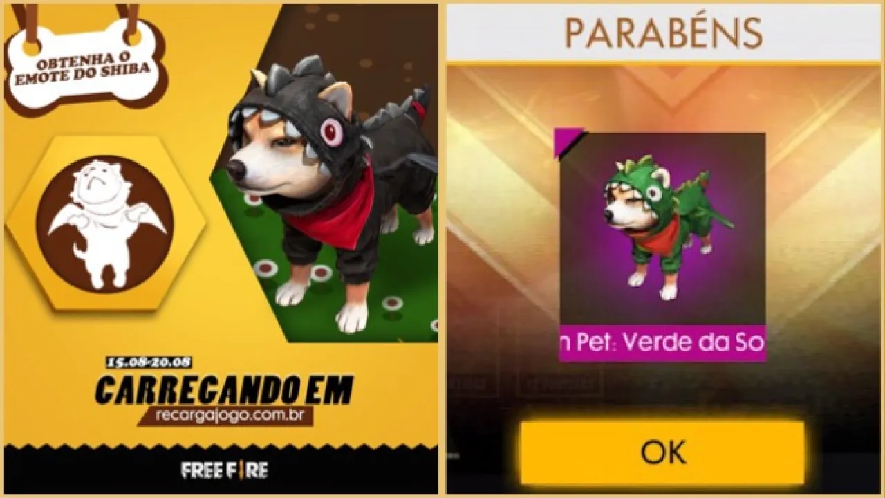Bug no Evento de Recarga: Shiba Verde x Marrom no Free Fire