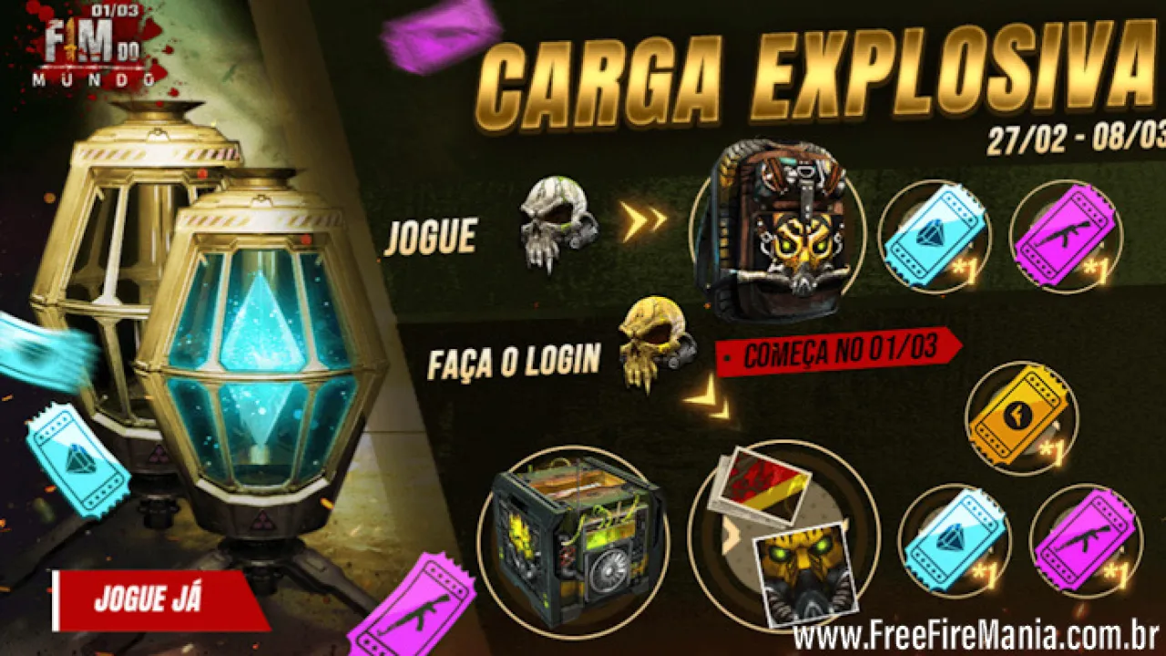 Começou! Novo evento Carga Explosiva no Free Fire