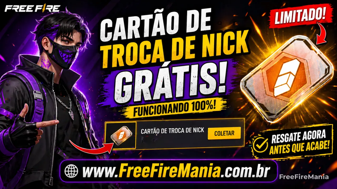 Cartão de troca de nick grátis Free Fire