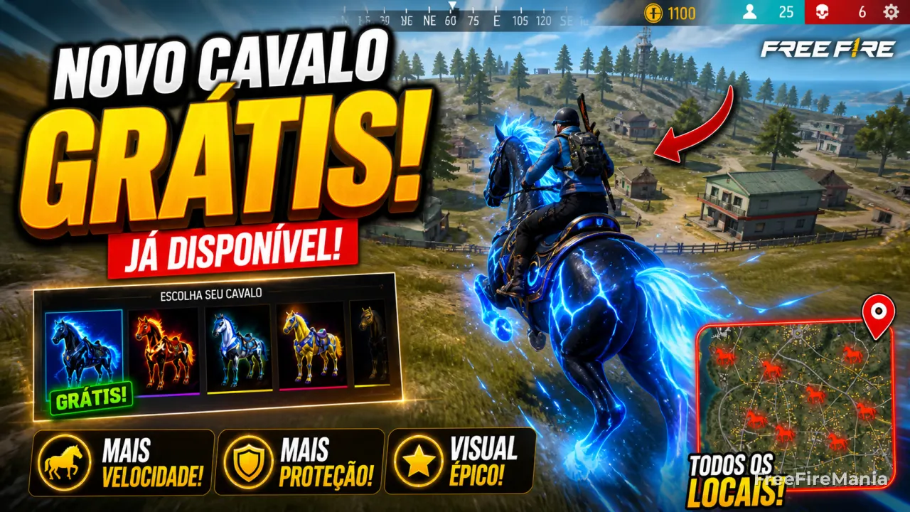Cavalo Free Fire: guia completo da montaria em todos os mapas
