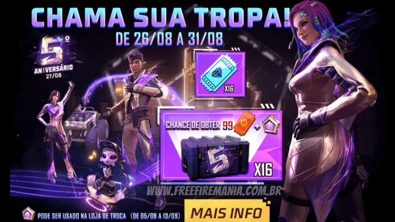 Chamar de Volta Free Fire agosto 2022: chama a tropa, convide amigos e ganhe recompensas