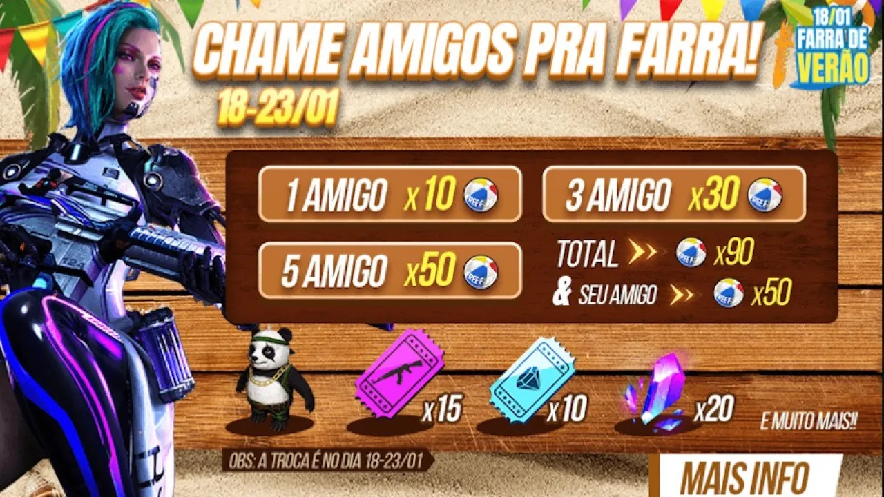 Chame seu Amigo de Volta e Ganhe 90 Bolas Festivas FF no Free Fire