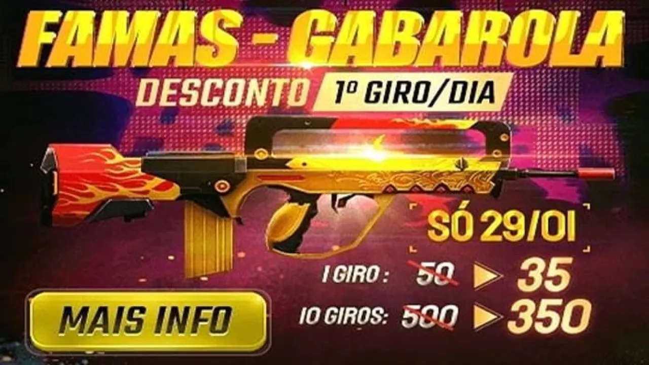 Novo Arma Royale da Famas com Descontos no Free Fire