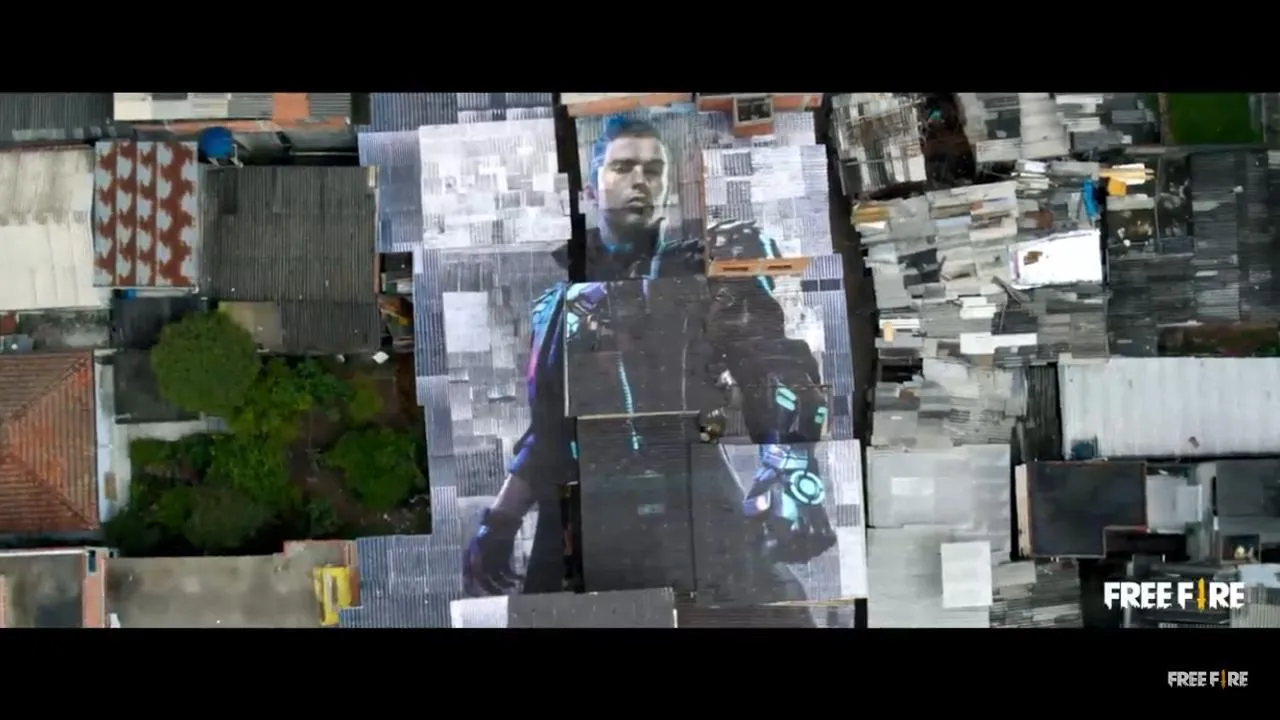 Chrono Free Fire: personagem aparece em arte no centro de São Paulo