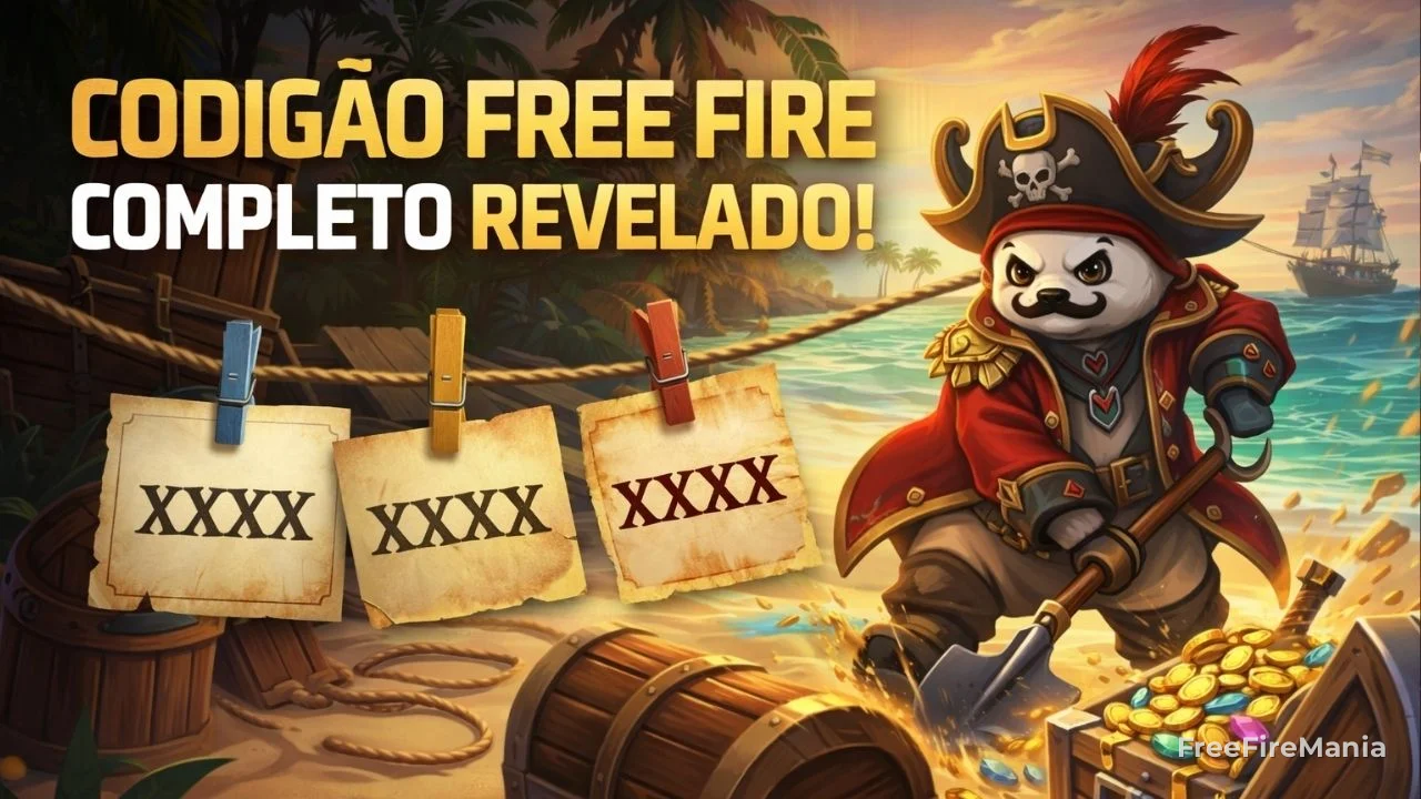 Codigão Free Fire completo libera prêmio e encerra desafio Tesouro Perdido