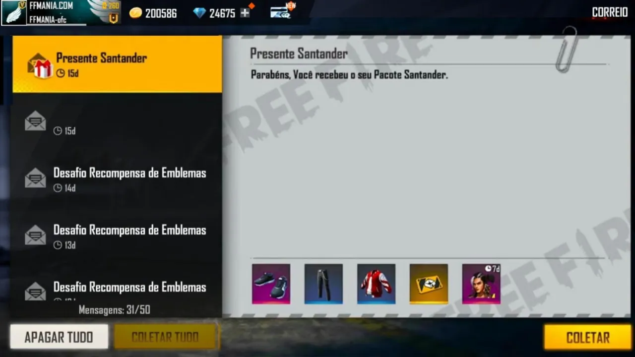 CODIGUIN FF 2021: código Free Fire com a Jaqueta Santander; resgate no site Rewards da Garena