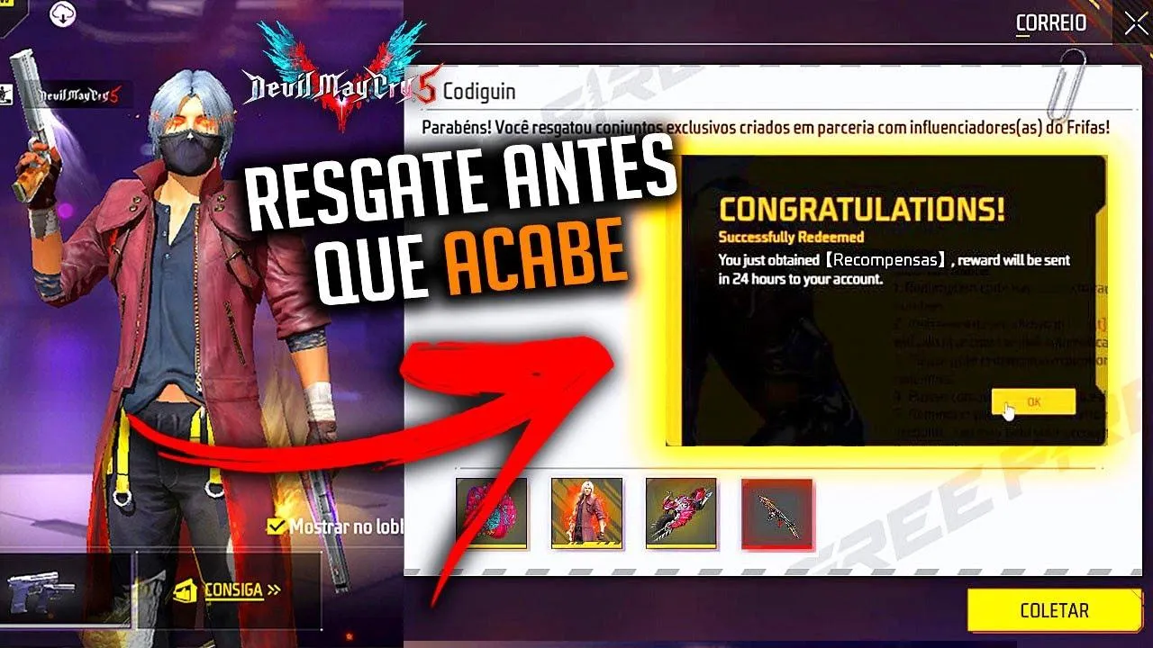 CODIGUIN FF: código Free Fire Devil May Cry 2023; Resgate no Rewards