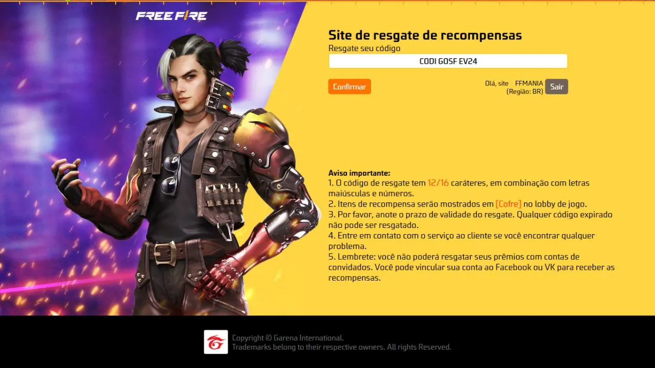 CODIGUIN FF: código Free Fire do mês de Fevereiro [2024]; Resgate no Rewards