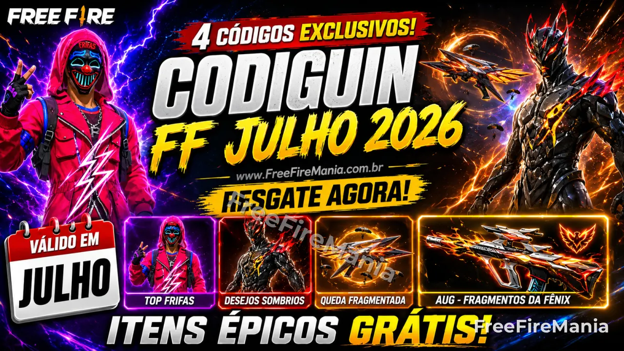 Free Fire CODIGUIN: veja os 4 códigos liberados para julho