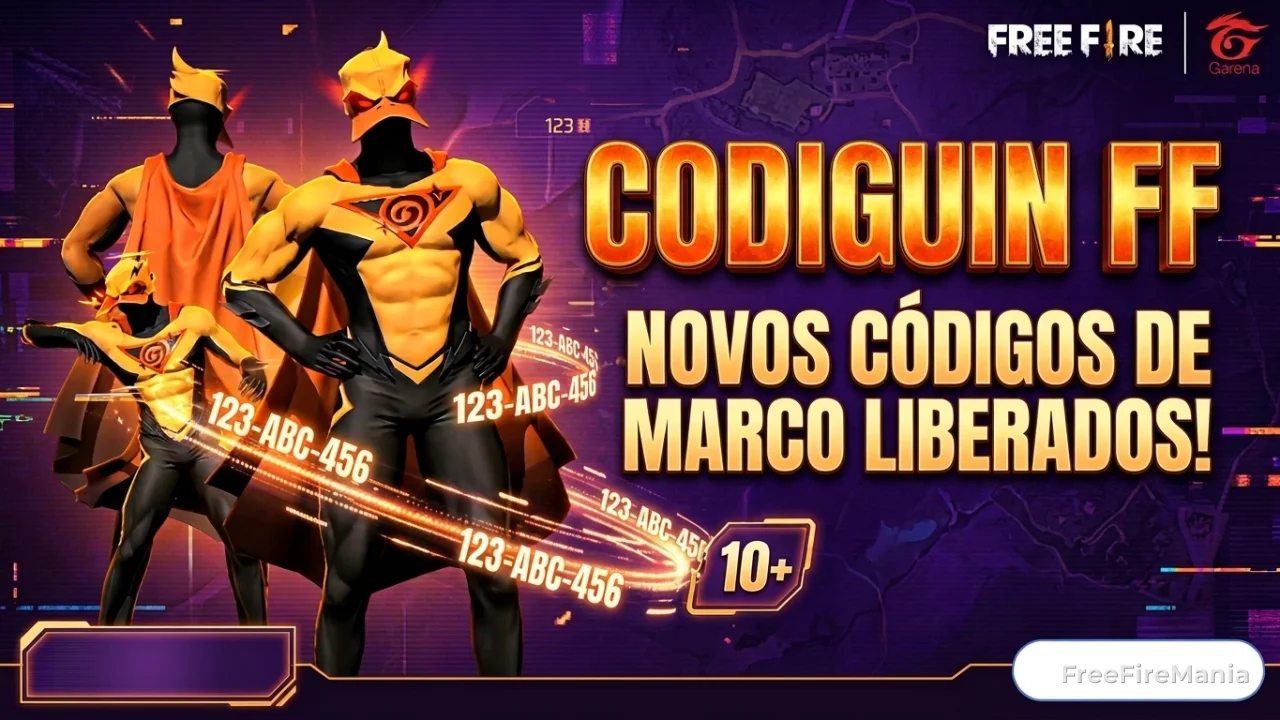 Codiguin FF de Março 2026: Lista de Códigos Free Fire e Recompensas Confirmadas
