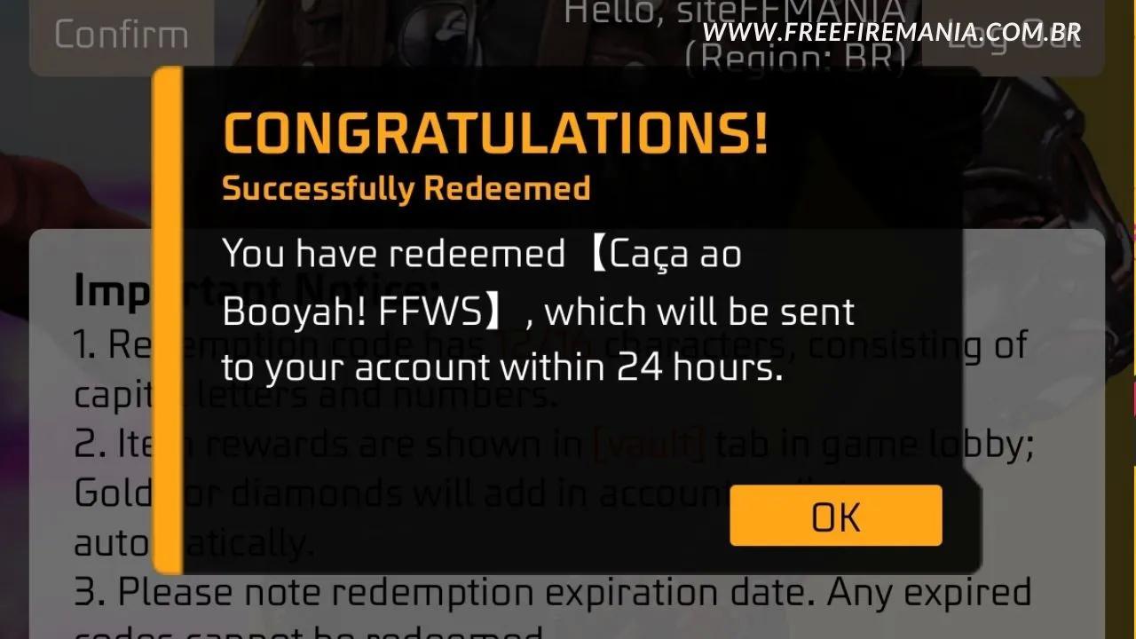 CODIGUIN FF no Free Fire: código infinito do Mundial 2024; Resgate no Rewards