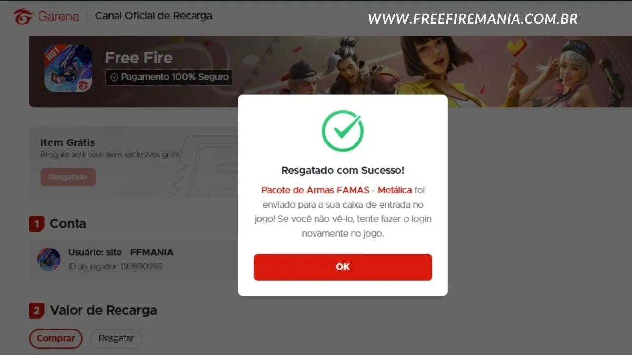 CODIGUIN FF pelo ID 2025: Código Free Fire infinito FAMAS - Metálica