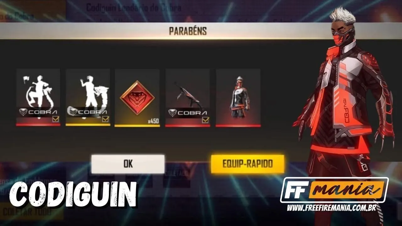 CODIGUIN Free Fire 2021: código lendário é liberado pela Garena, veja como resgatar na sua conta