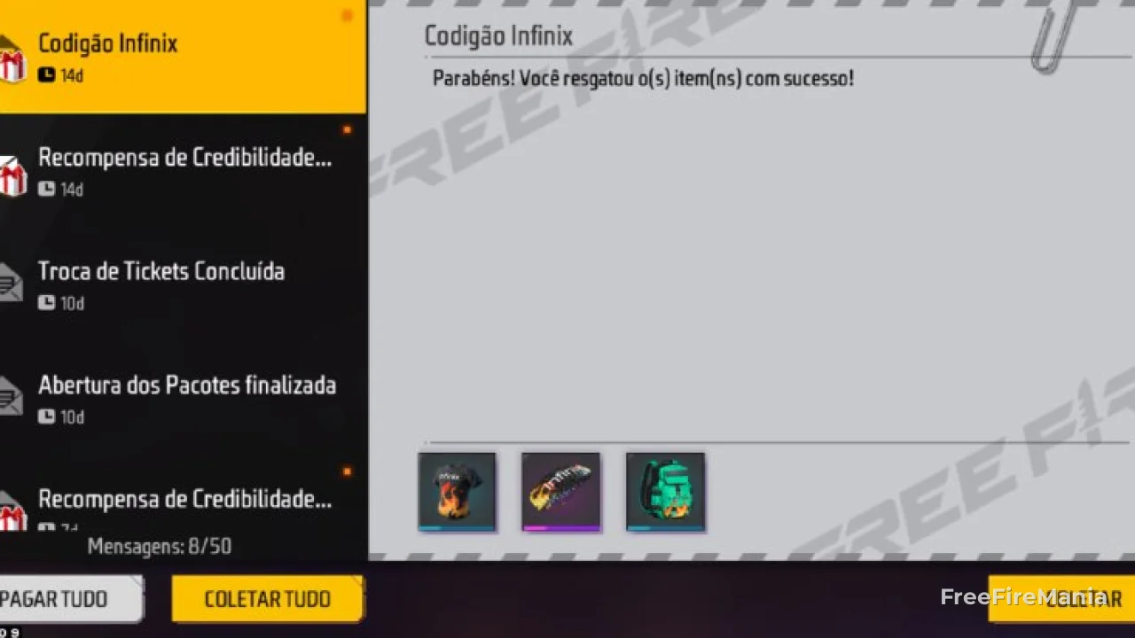 Garena libera codigão Infinix no Free Fire e limita a 5 mil resgates