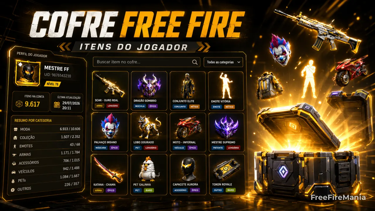 Free Fire Vault: view items, skins and your inventory