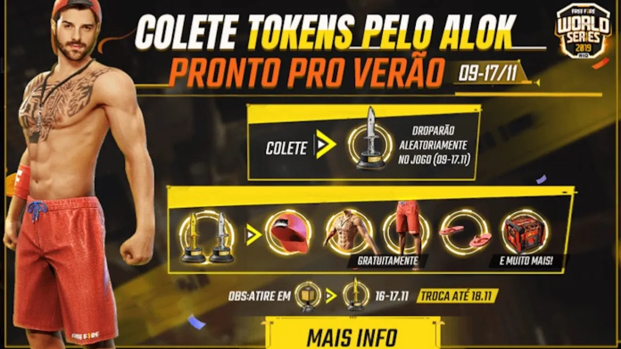 Colete Tokens Faca Voadora no Alok em Free Fire