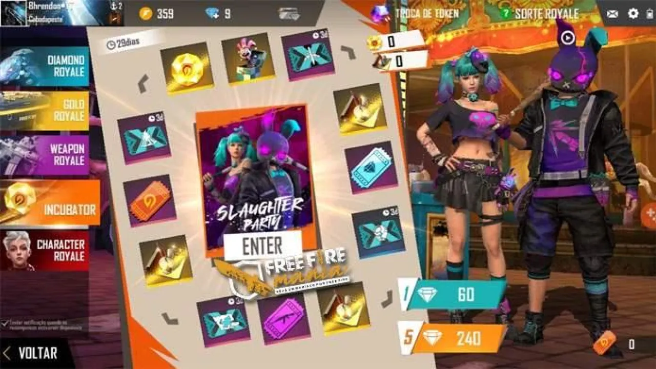 Incubadora Perigo no Parquinho Completa no Free Fire: Confira Todas as Skins