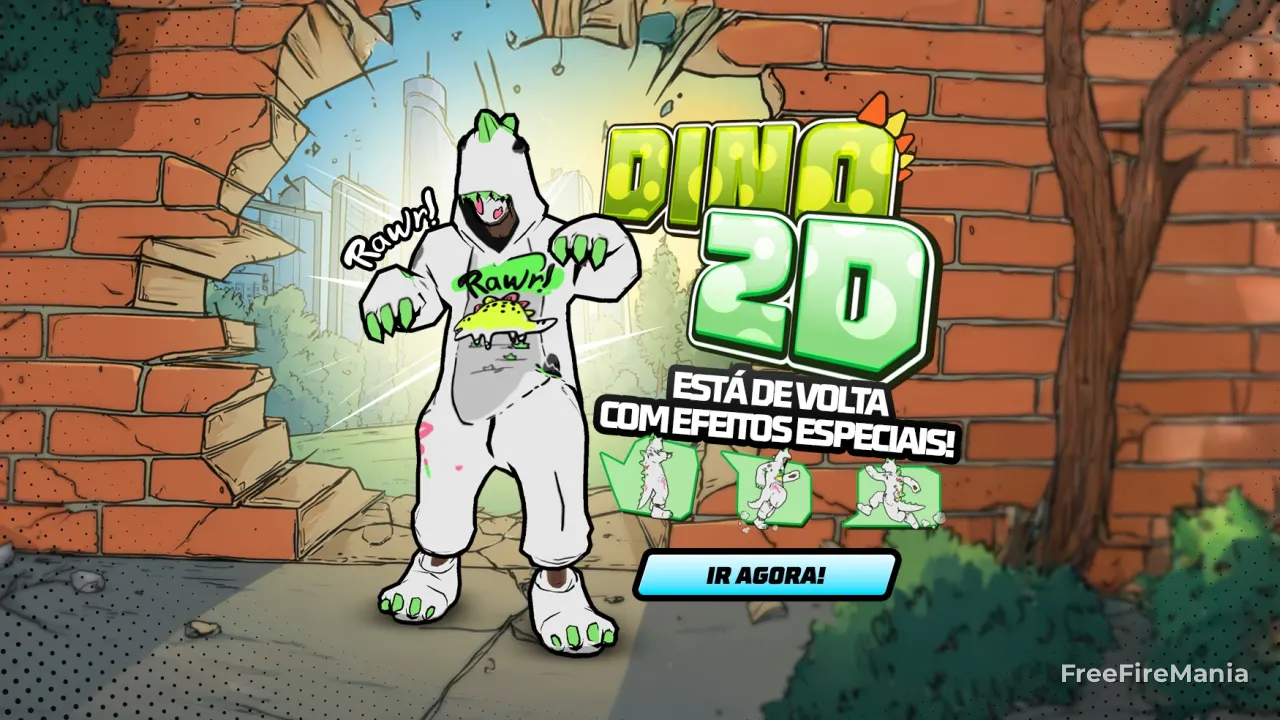 Conjunto - Dino 2D chega ao Token Royale Free Fire; confira detalhes do evento