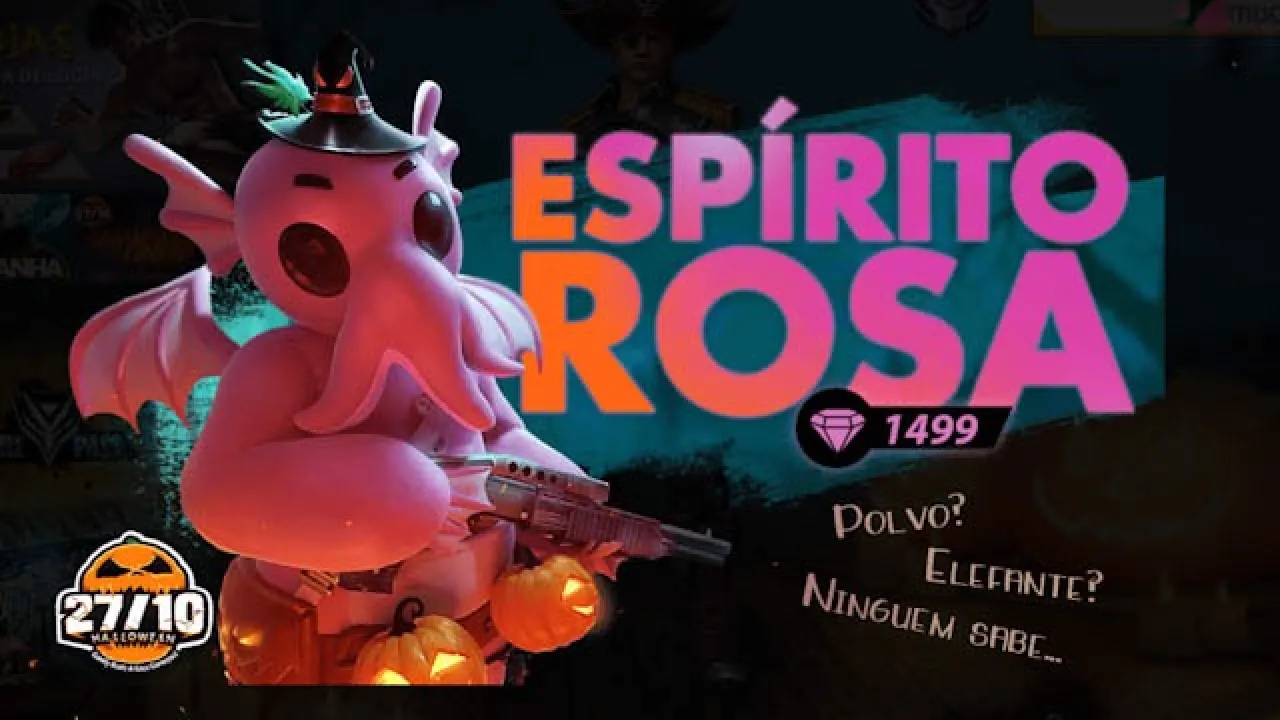 Conjunto Espírito Rosa disponível na Loja do Free Fire