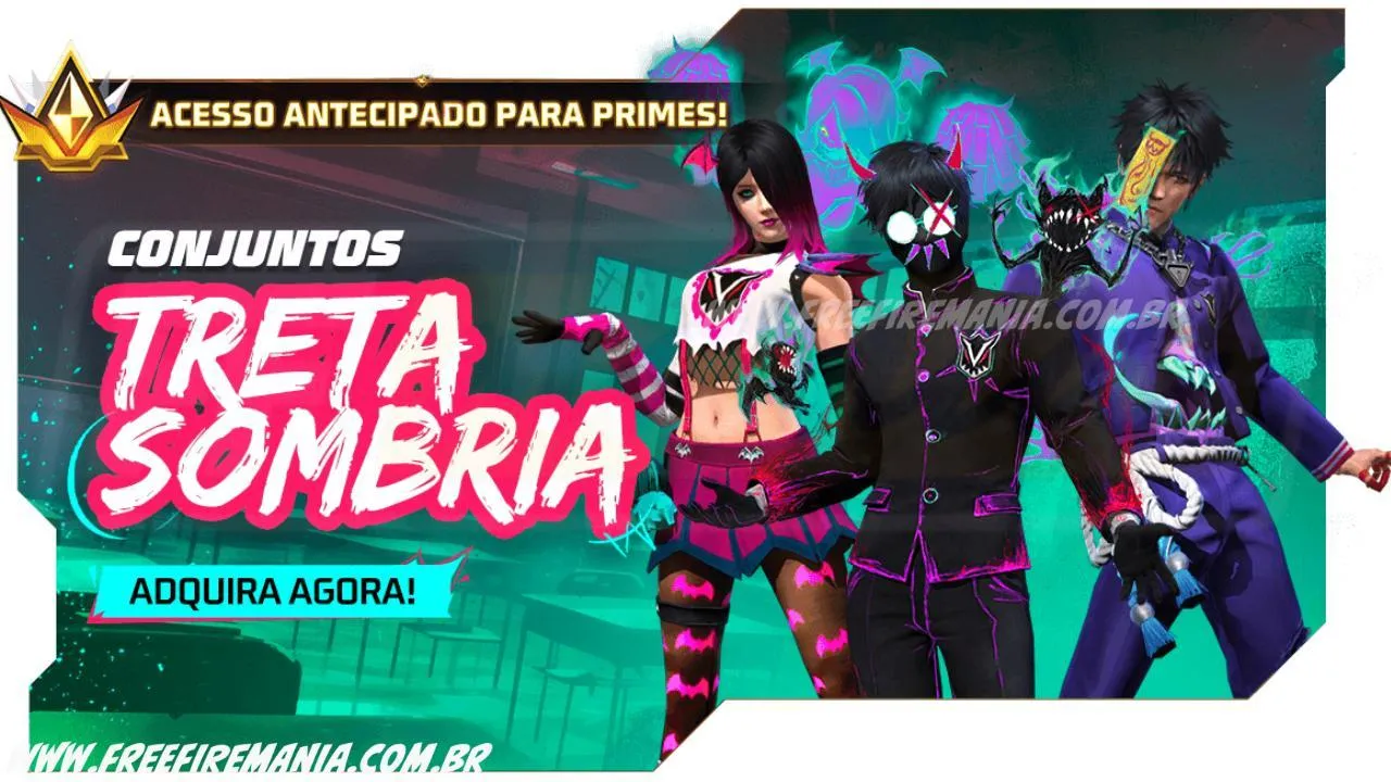 Free Fire: como conseguir Conjunto Espírito Sombrio, Conjunto Criatura Sombria, Conjunto Torcida Sombria no Token Royale