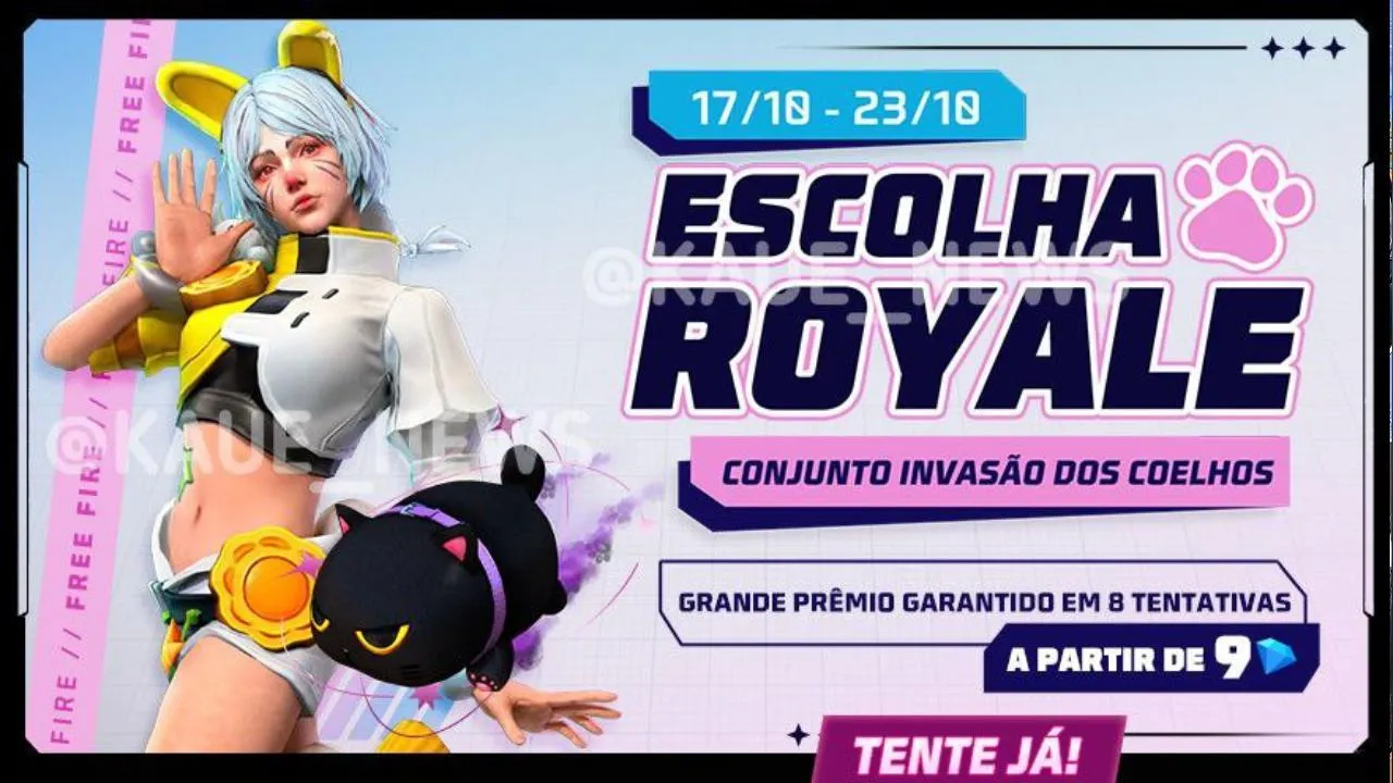 Conjunto Invasão dos Coelhos no Escolha Royale do Free Fire