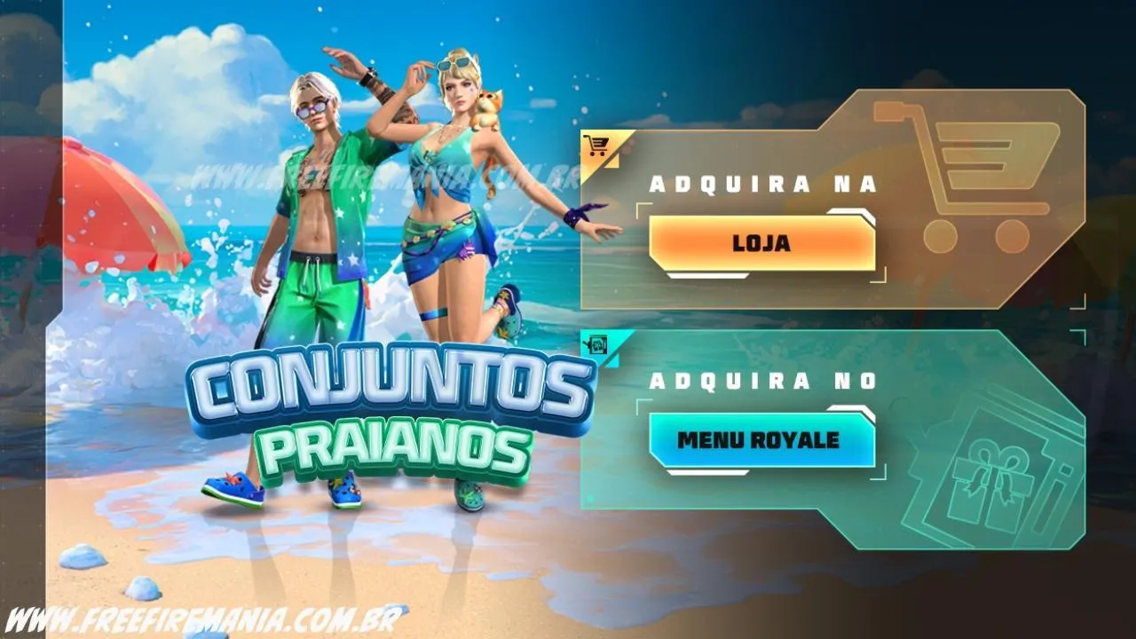 Free Fire: como conseguir Conjunto - Na Moda Praiana e Conjunto - No Estilo Praiano no Token Royale