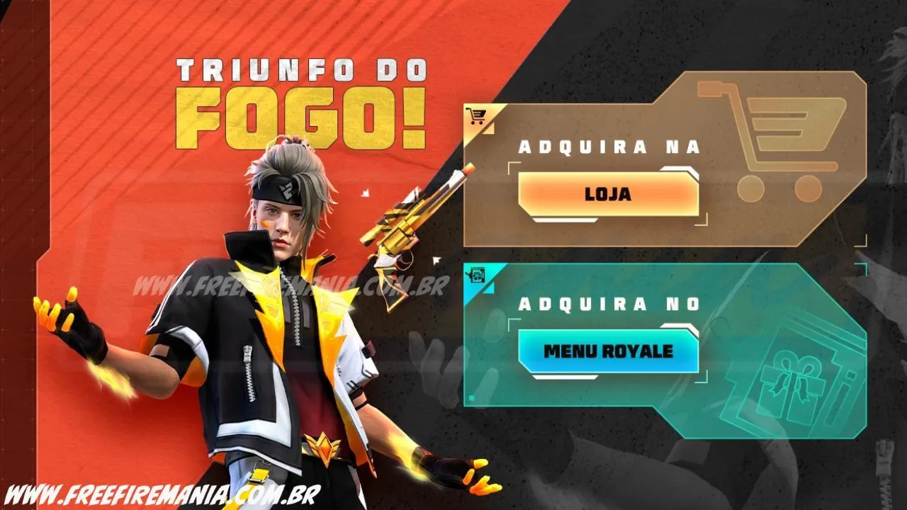Free Fire: Como Conseguir Conjunto -  Triunfo do Fogo e M500 - Triunfo do Fogo FFWS no Torre de Tokens?
