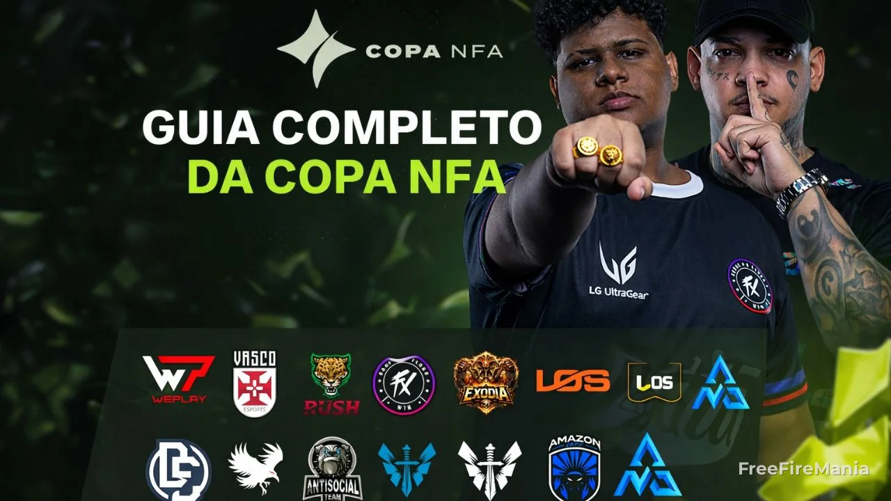 Equipes disputando a Copa NFA no cenário competitivo emulador de Free Fire