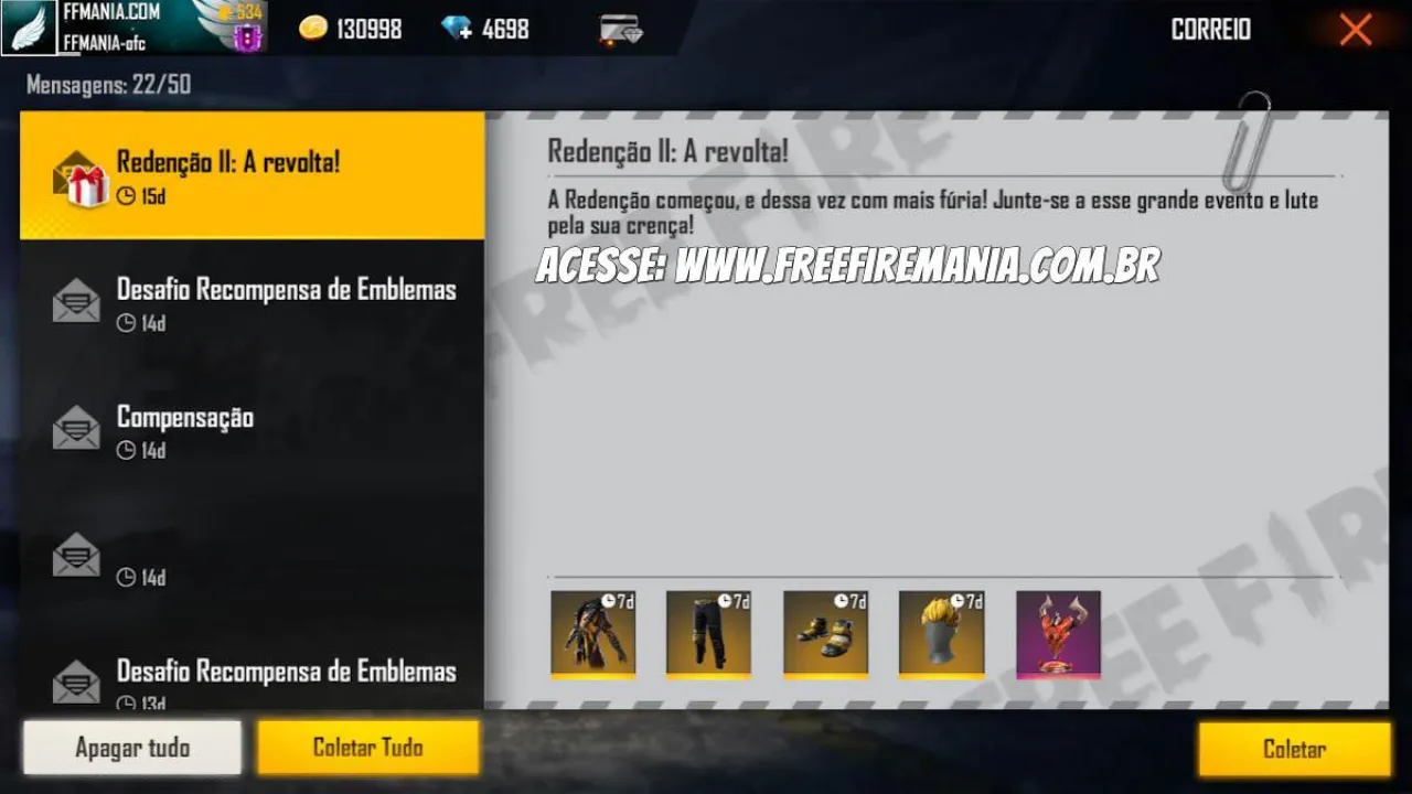 CORRE!! Garena liberou a nova skin Fogo Faminto grátis por 7 dias!