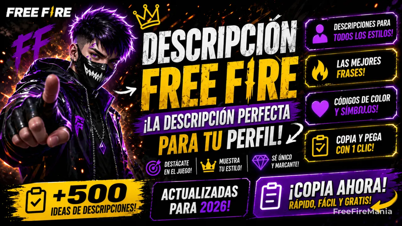 Descripción Free Fire 2026: generador, códigos de colores, frases y símbolos para copiar