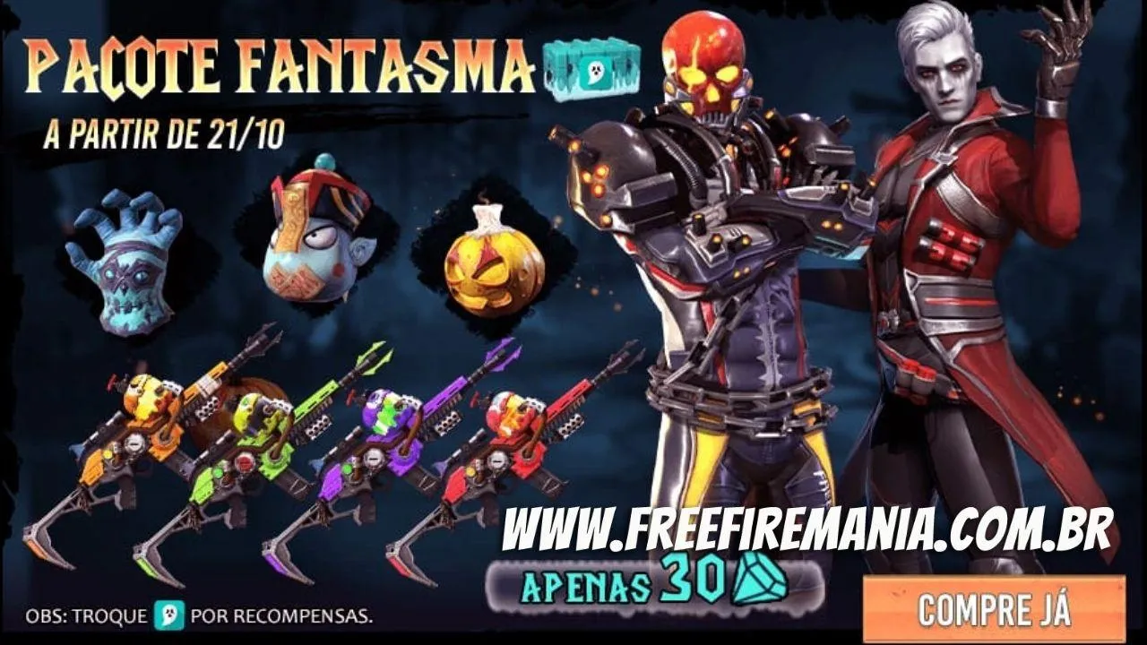 Dia das Bruxas no Free Fire: caixa Pacote Fantasma é o primeiro item temático do evento em 2021