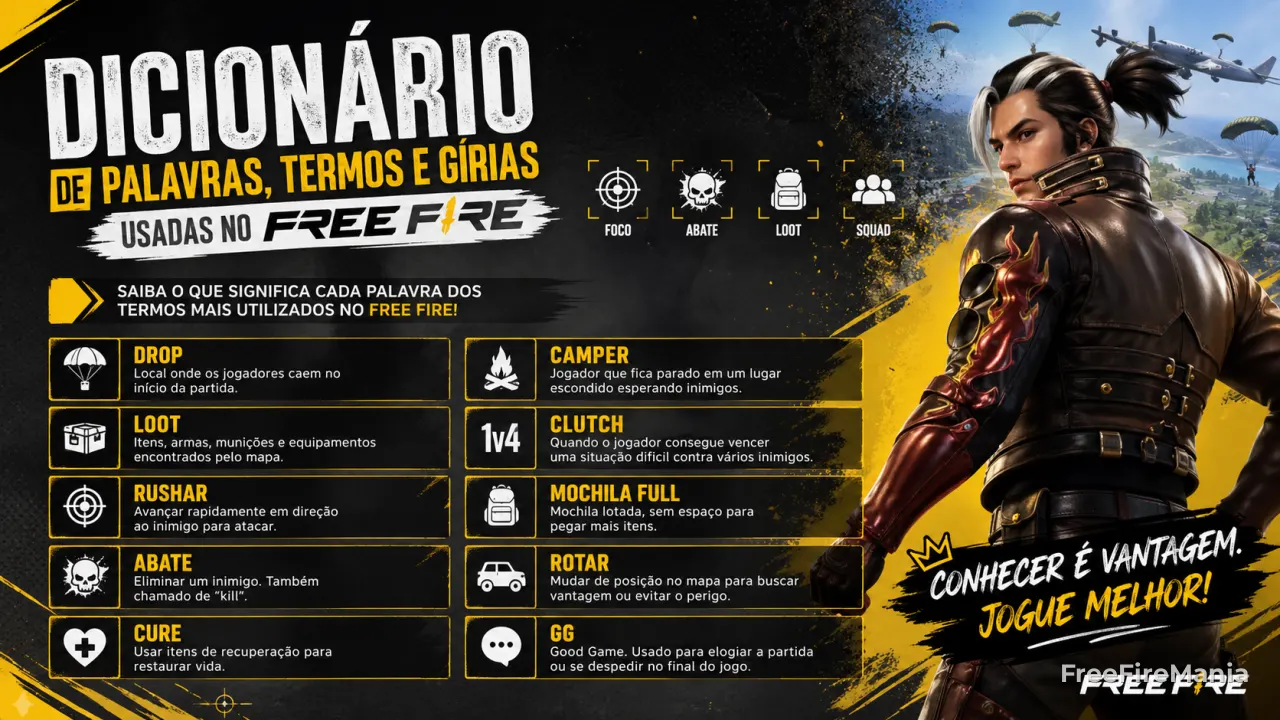 Dicionário de gírias e termos do Free Fire 2026: guia completo