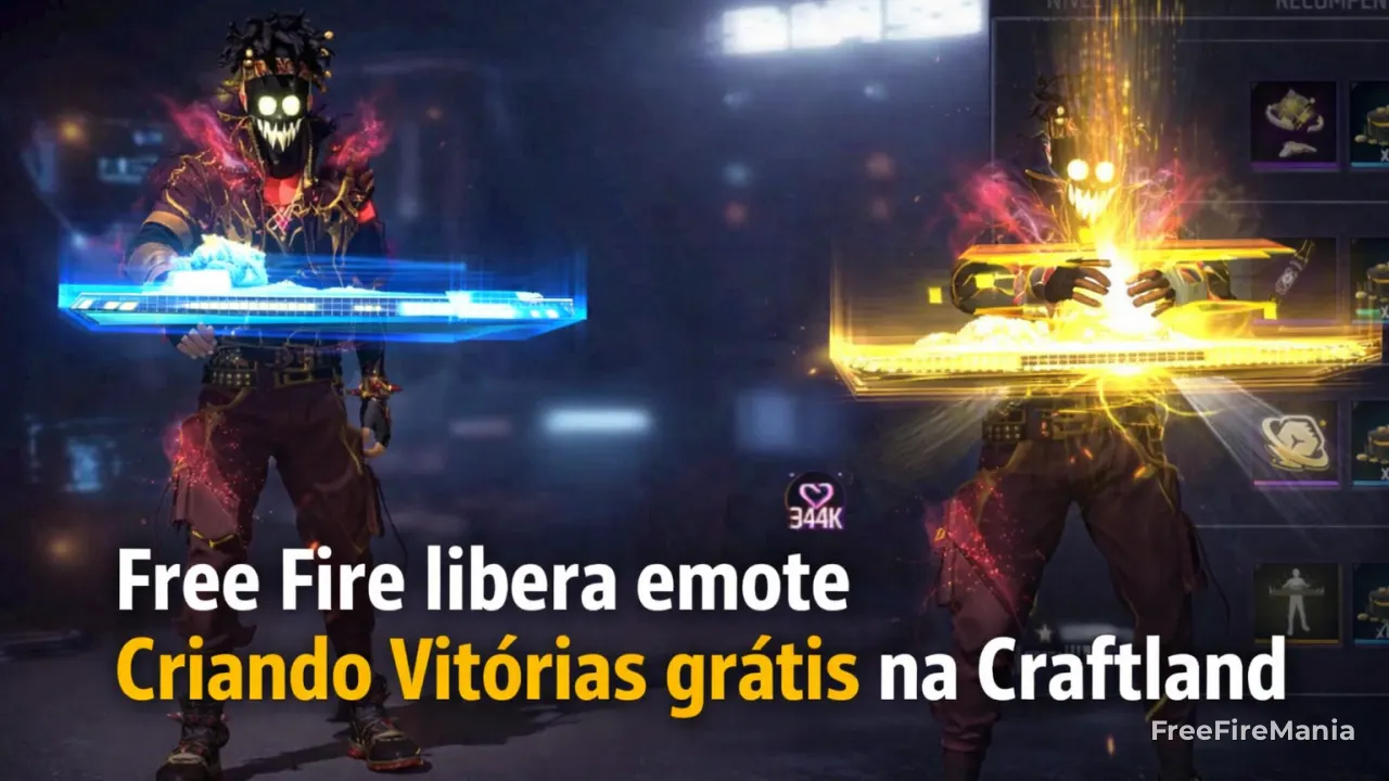 Free Fire libera emote Criando Vitórias grátis no Craftland