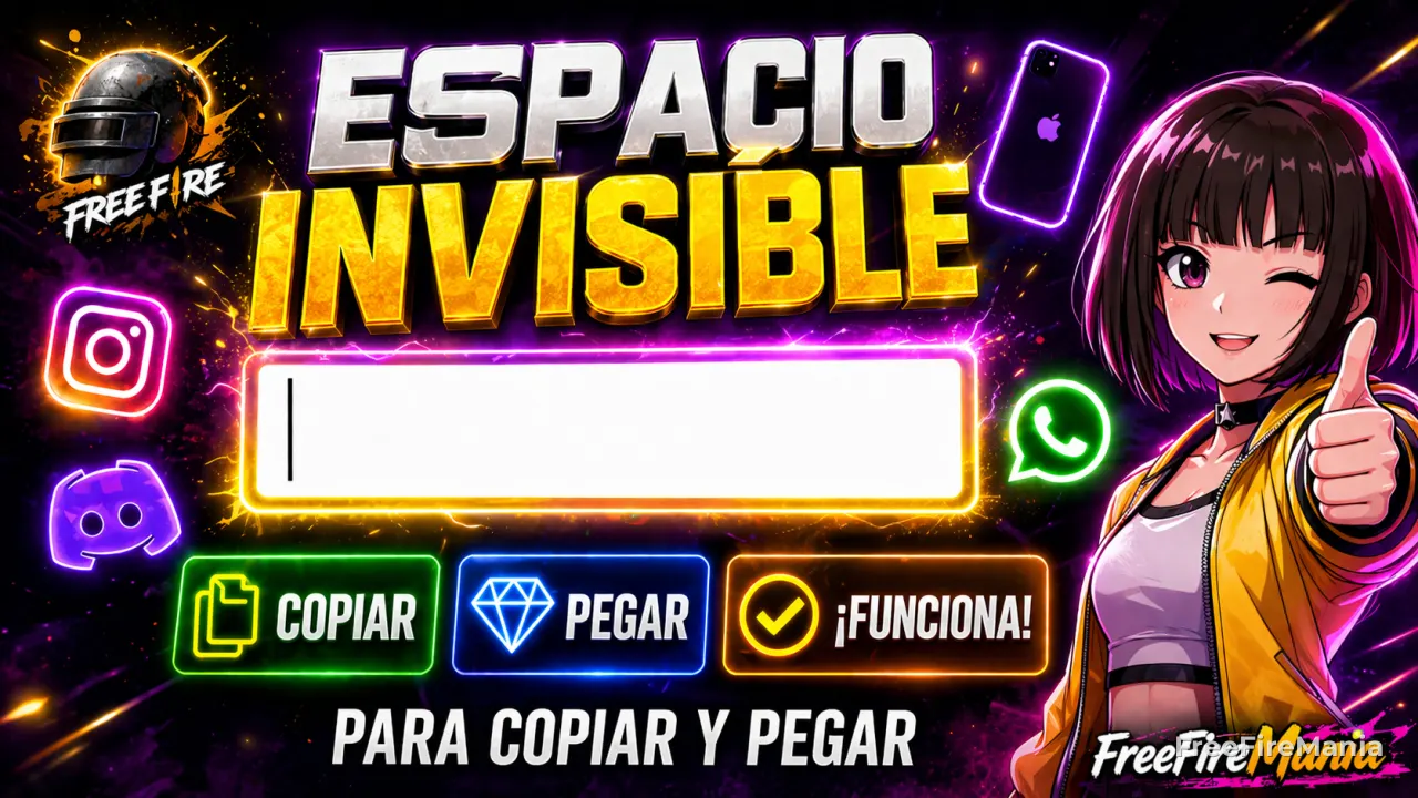 Espacio invisible para copiar y pegar en Free Fire, Instagram, WhatsApp y iPhone