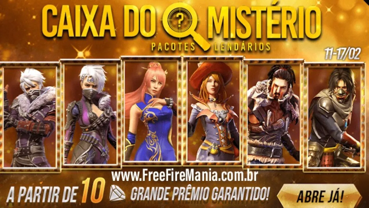 Novo evento Caixa do Mistério com Pacotes Lendários no Free Fire