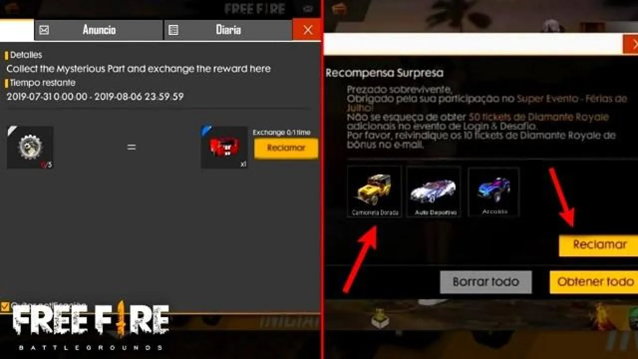 Novo Evento de Free Fire Libera Caixa com Skins do Carro Esportivo Grátis