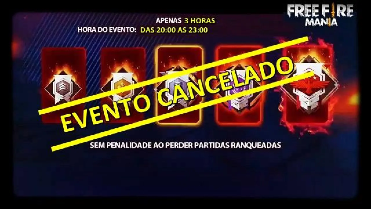 Evento Cancelado: Hora Dourada - Jogue Ranqueada sem Perder Pontos no Free Fire