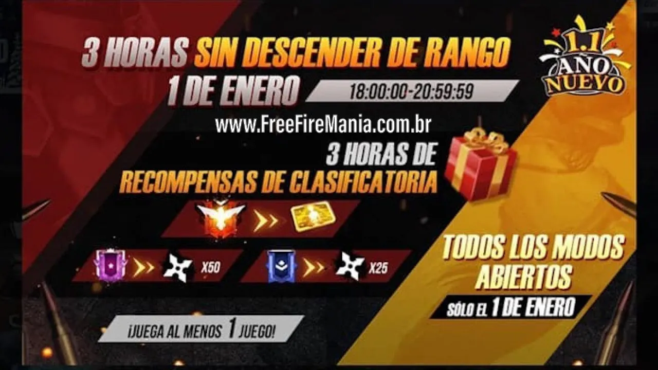 Evento de Não Perder Pontos nas Ranqueadas no Free Fire Confirmado para 01 de Janeiro
