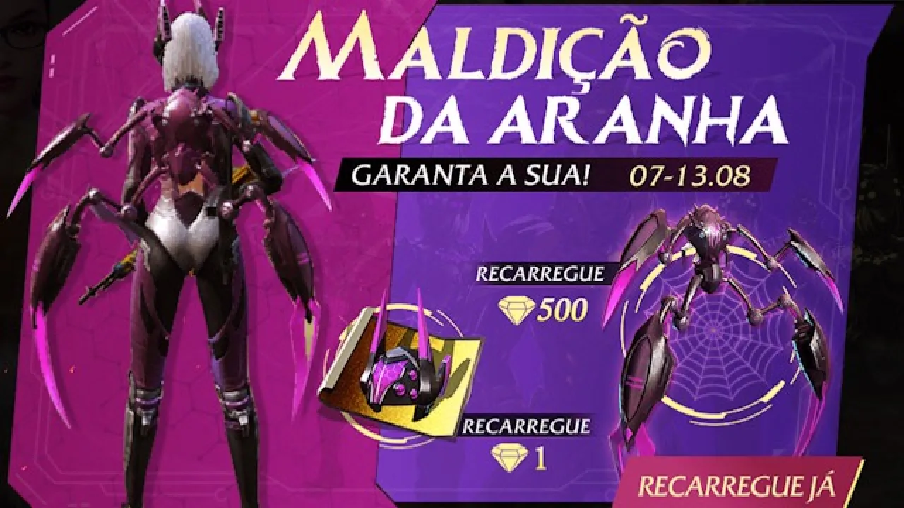 Ganhe a Mochila Maldição da Aranha no Evento de Recarga do Free Fire