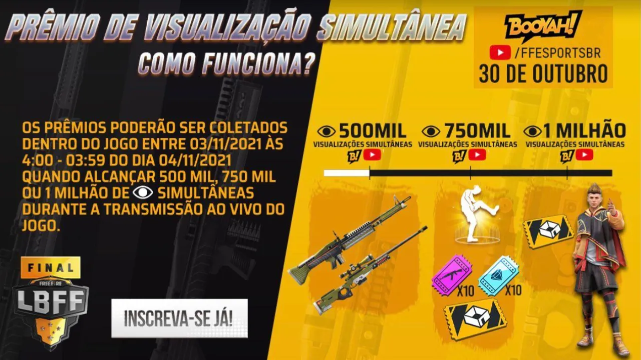 Final da LBFF dá recompensas para os jogadores assistirem ao vivo, saiba como ganhar