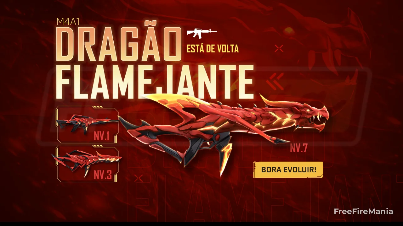 Novo Bazar do Drop no Free Fire libera M4A1 - Dragão Flamejante; entenda