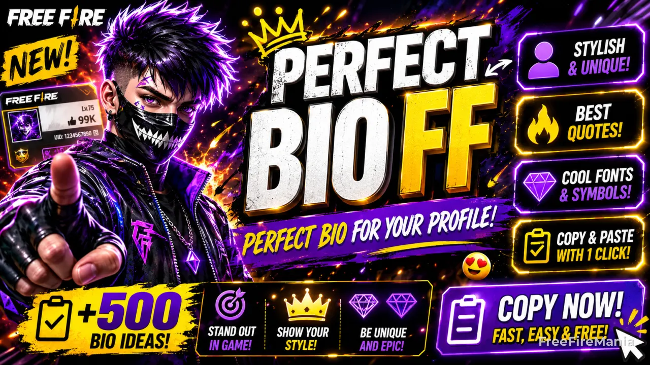 Free Fire Bio generator with FF bio code, colour codes and Instagram bio ideas
