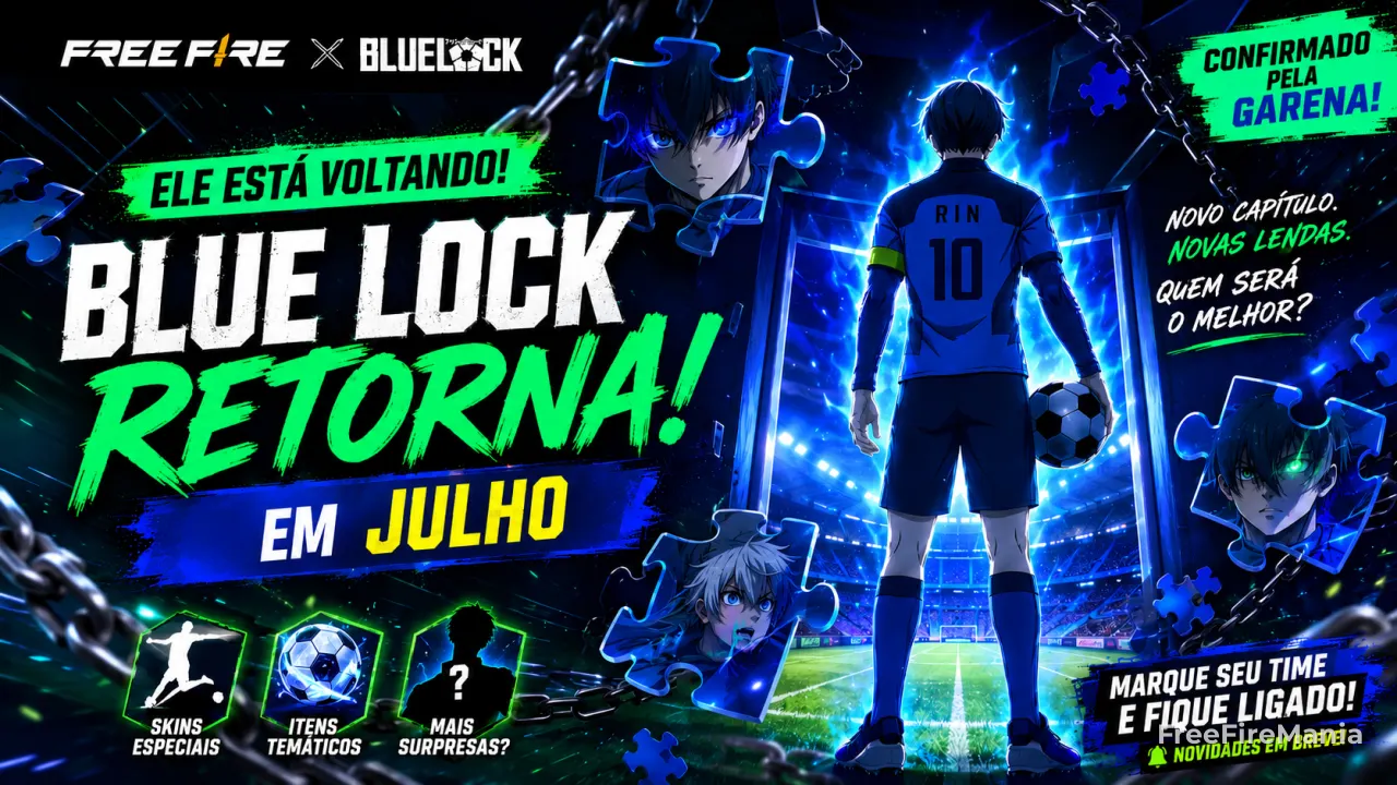 Free Fire x Blue Lock retorna em 17 de julho, confirma Garena
