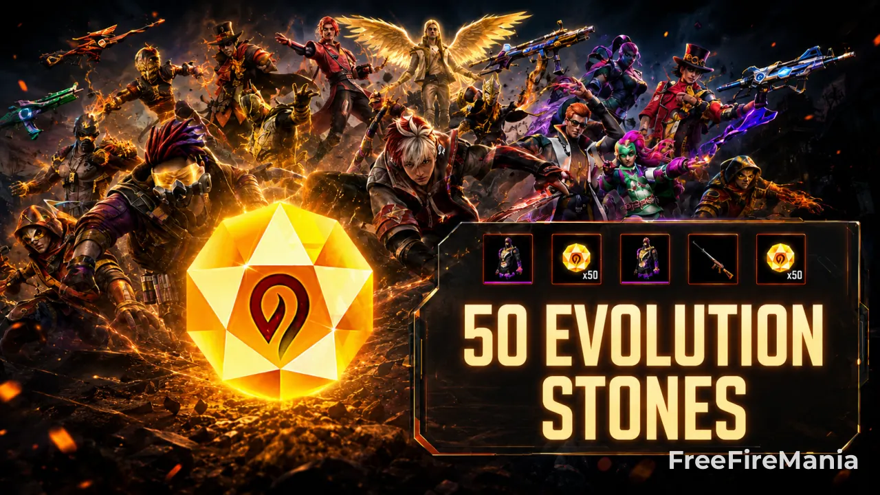 Free Fire code gives 50 Evolution Stones in Indonesia