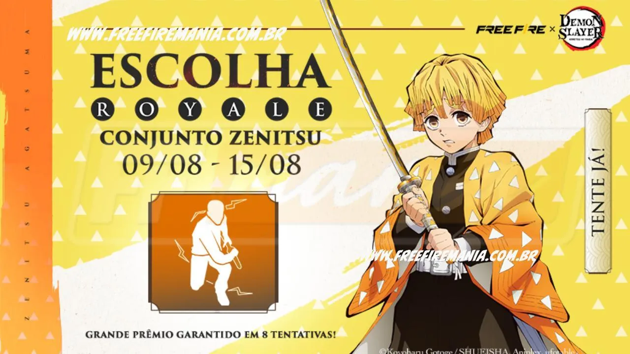 Free Fire: como conseguir Conjunto - Zenitsu no Escolha Royale