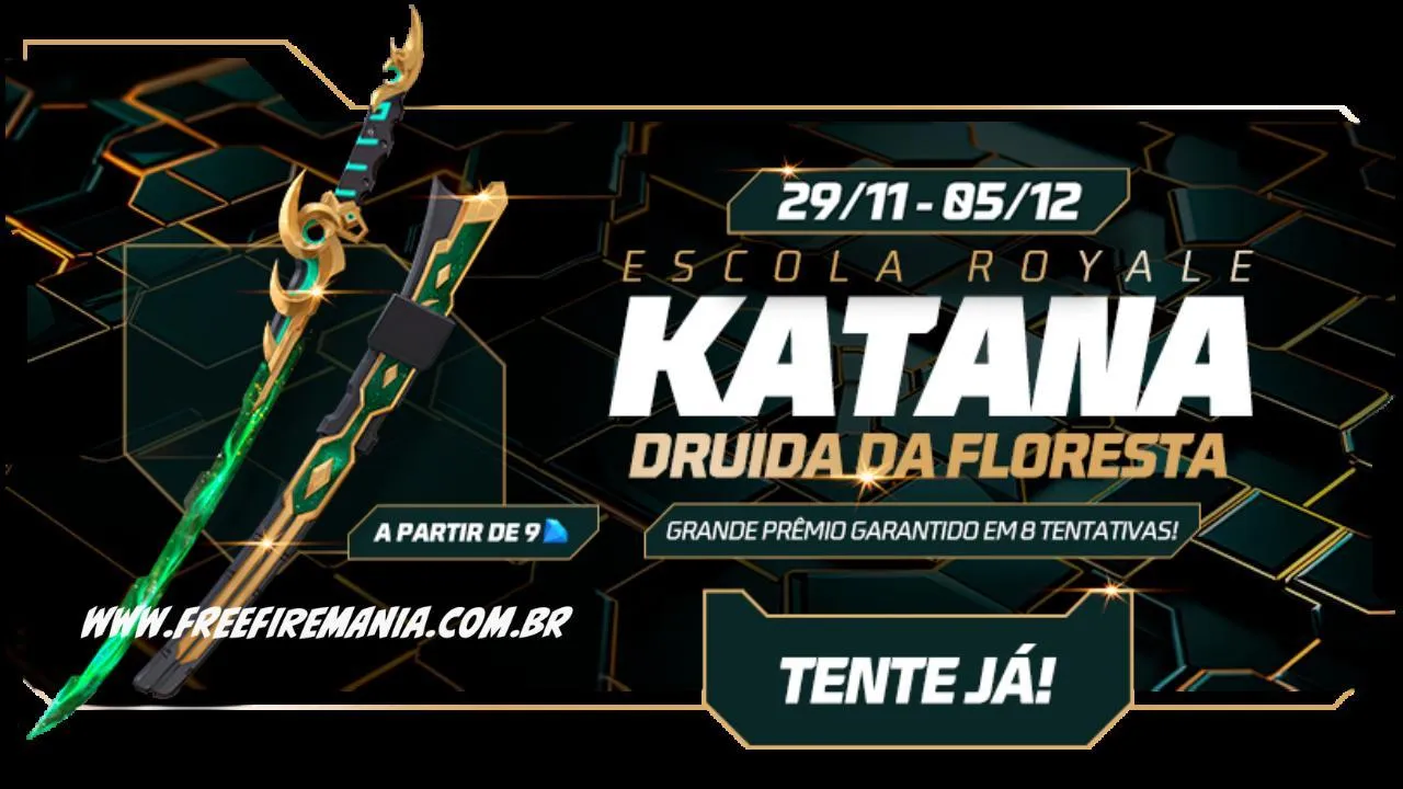 Free Fire: como conseguir KATANA - Druida da Floresta no Escolha Royale